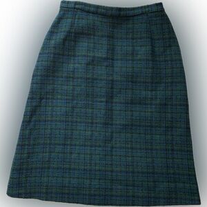 Pendleton Green and Navy Plaid Pencil Skirt